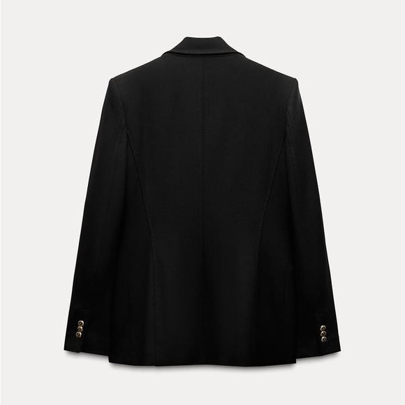 🔥NWT ZARA🔥Tailored Double Breasted Black Blazer - Picture 2 of 12
